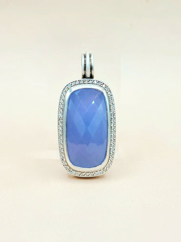 David-Yurman-Albion-Chalcedony &-Diamond-Elongated Pendant