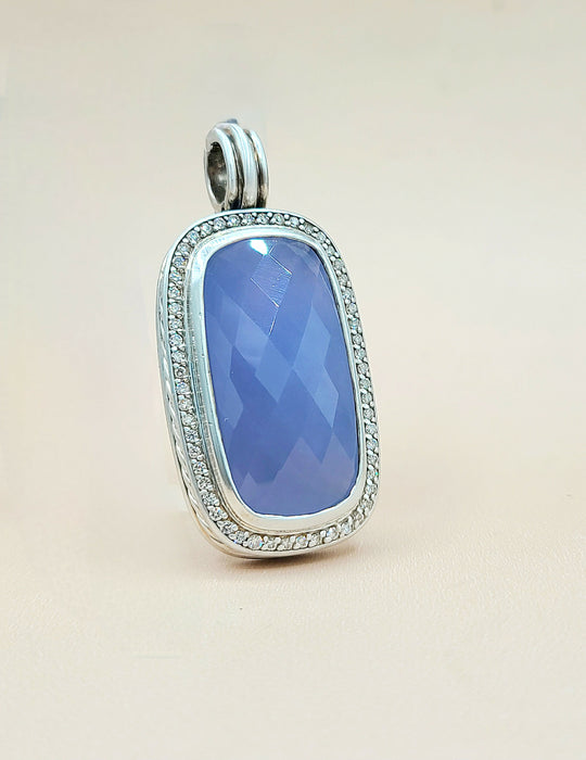David-Yurman-Albion-Chalcedony &-Diamond-Elongated Pendant