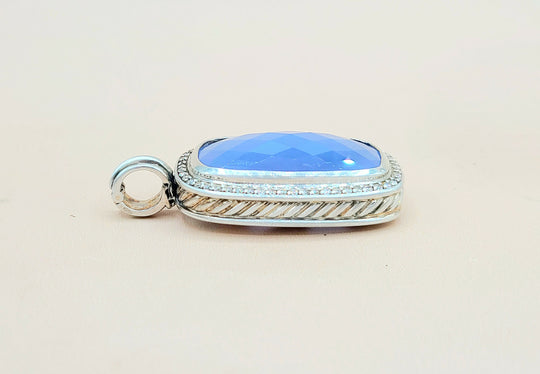 David-Yurman-Albion-Chalcedony &-Diamond-Elongated Pendant