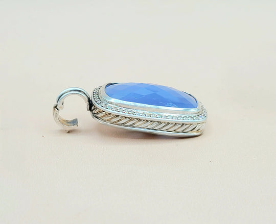 David-Yurman-Albion-Chalcedony &-Diamond-Elongated Pendant
