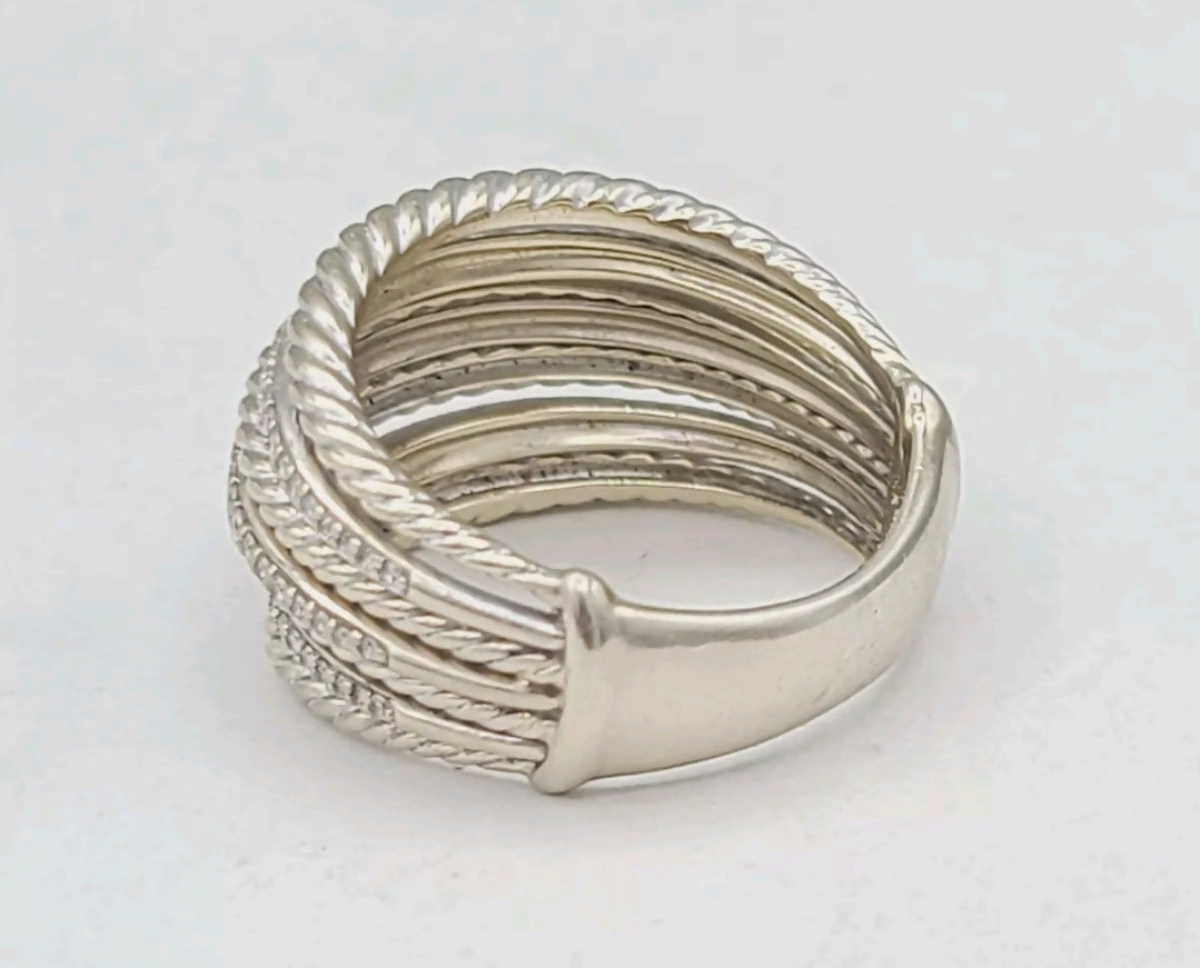 David Yurman Lantana Dome Ring With Diamonds In 18k White Gold
