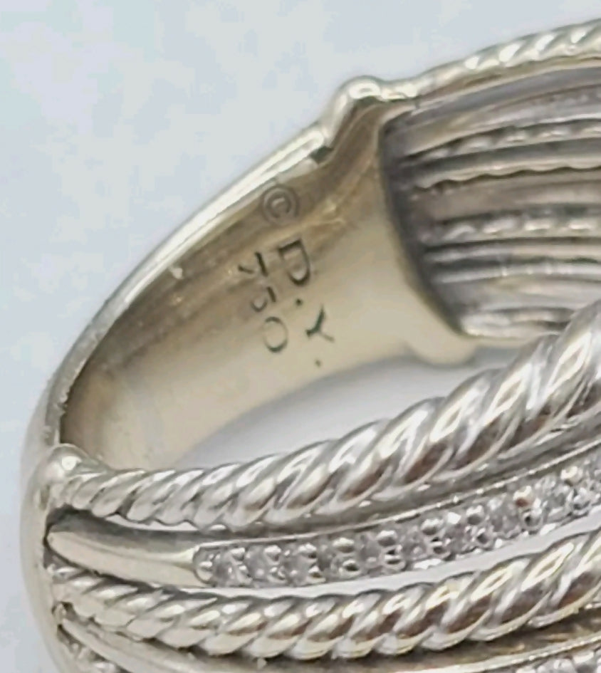 David Yurman Lantana Dome Ring With Diamonds In 18k White Gold