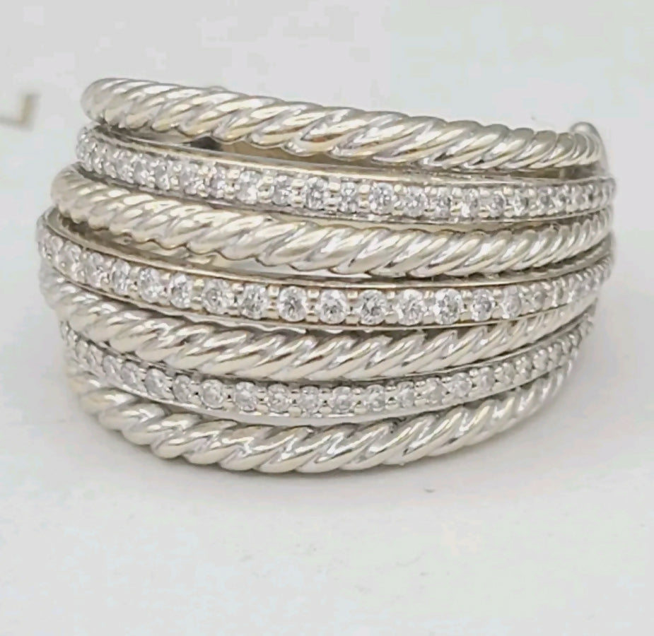 ScreenDavid Yurman Lantana Dome Ring With Diamonds In 18k White Gold