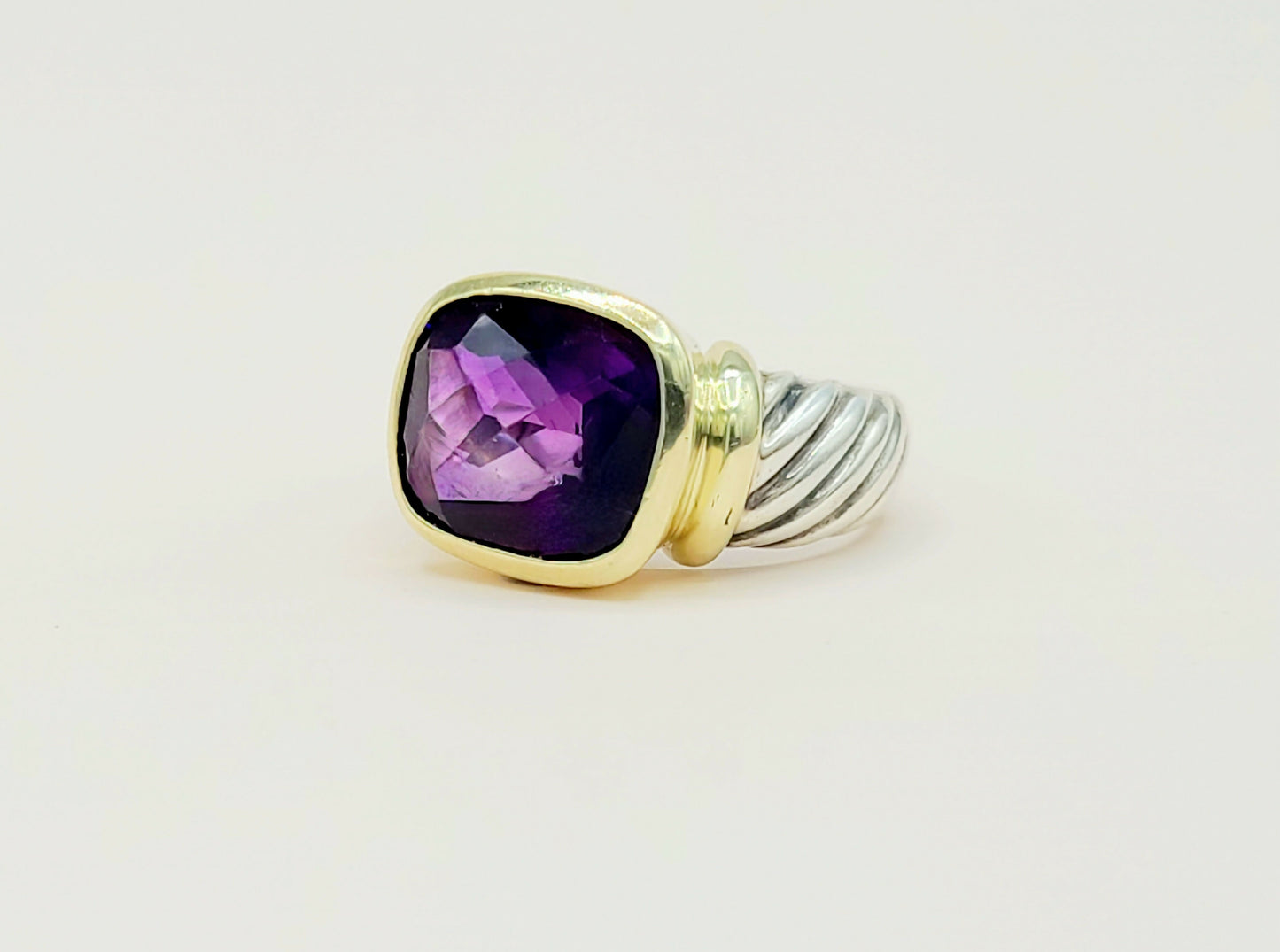David Yurman Large Noblesse Ring with amethyst and gold