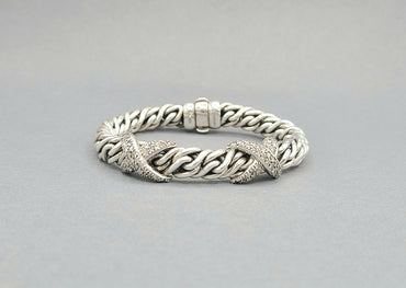 David Yurman Lyrica Station Double Diamond X Link Chain Bracelet