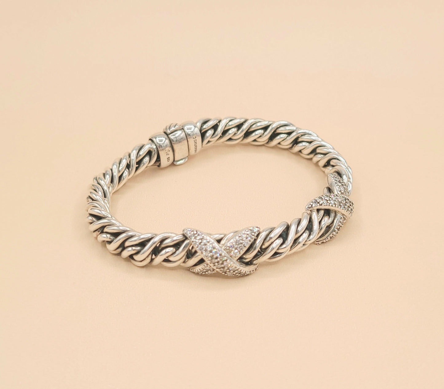 David Yurman Lyrica Double Diamond X Link Bracelet Certified Pre-Owned AYW Luxury #