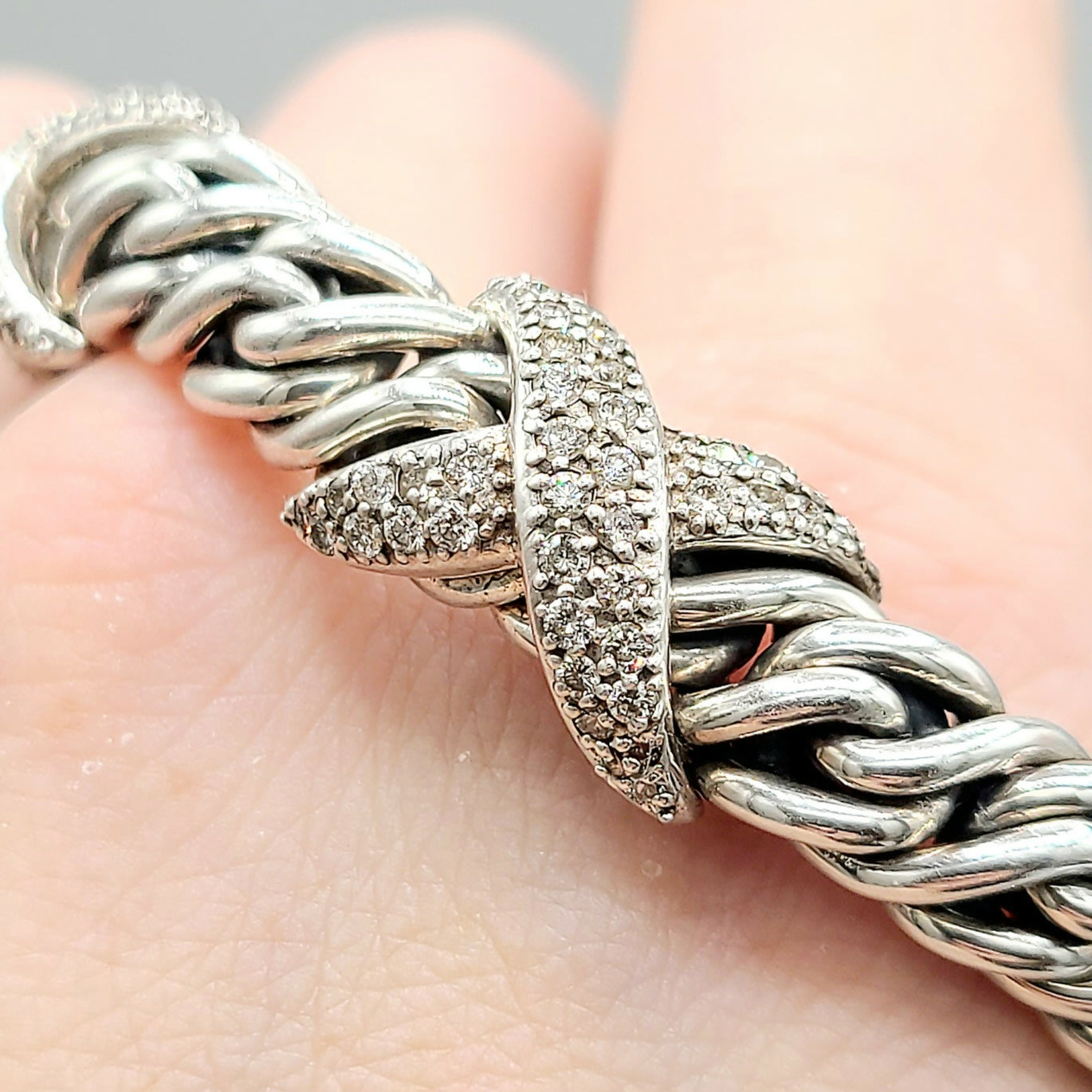 David Yurman Lyrica Double Diamond X Link Bracelet Certified Pre-Owned AYW Luxury #