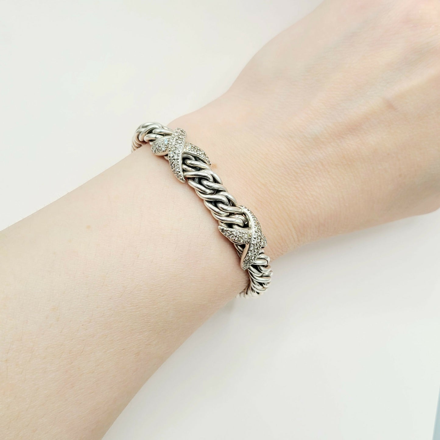 David Yurman Lyrica Double Diamond X Link Bracelet Certified Pre-Owned AYW Luxury #