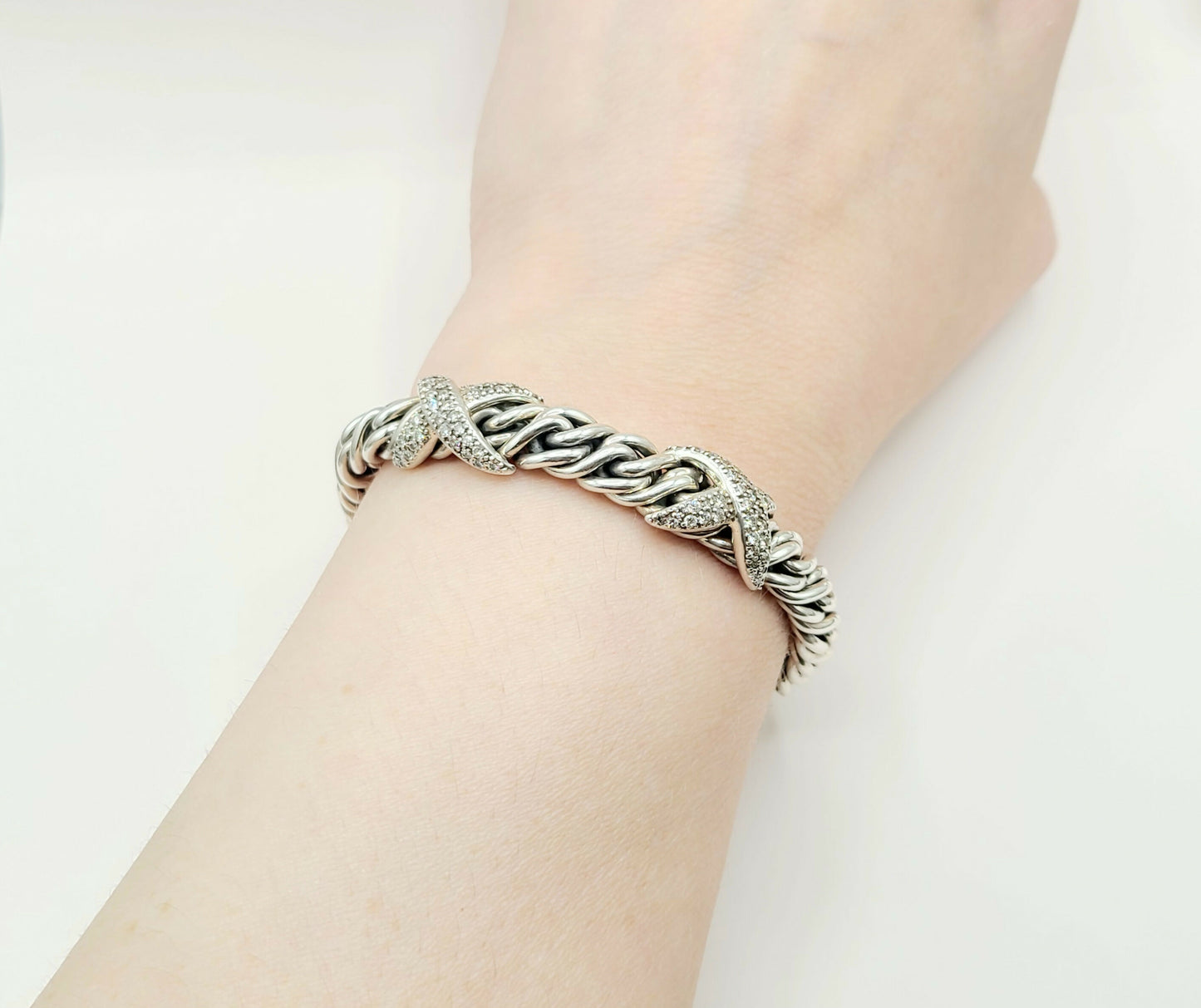 David Yurman Lyrica Double Diamond X Link Bracelet Certified Pre-Owned AYW Luxury #