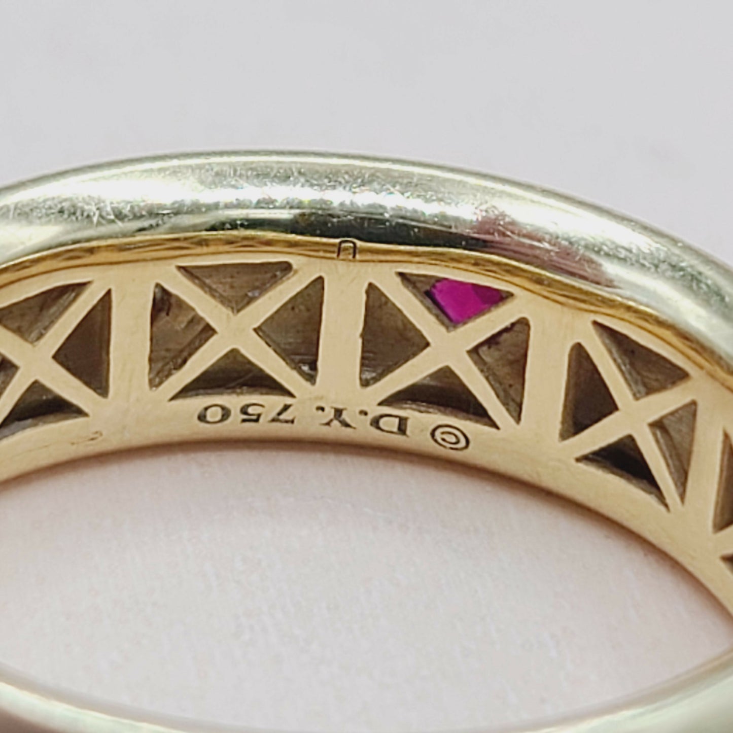 David Yurman Modern Renaissance Band Ring in 18k Gold With Rubies and Diamonds