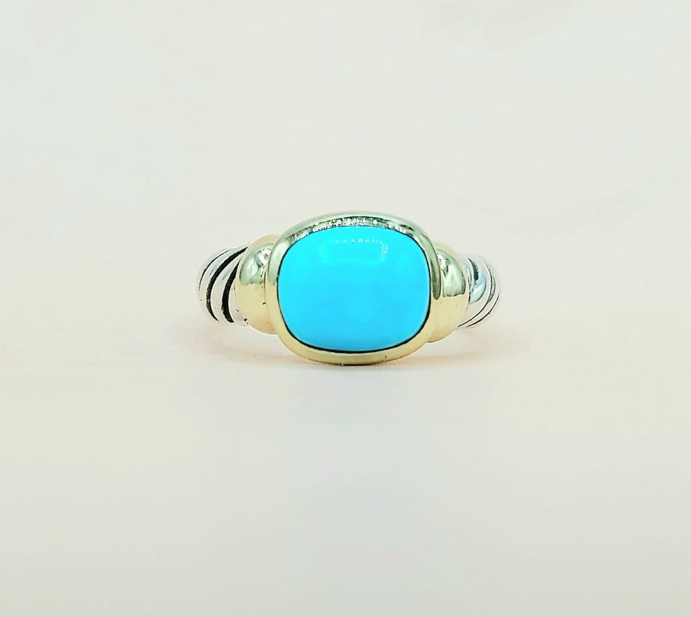 David Yurman Noblesse Ring With Turquoise and Gold