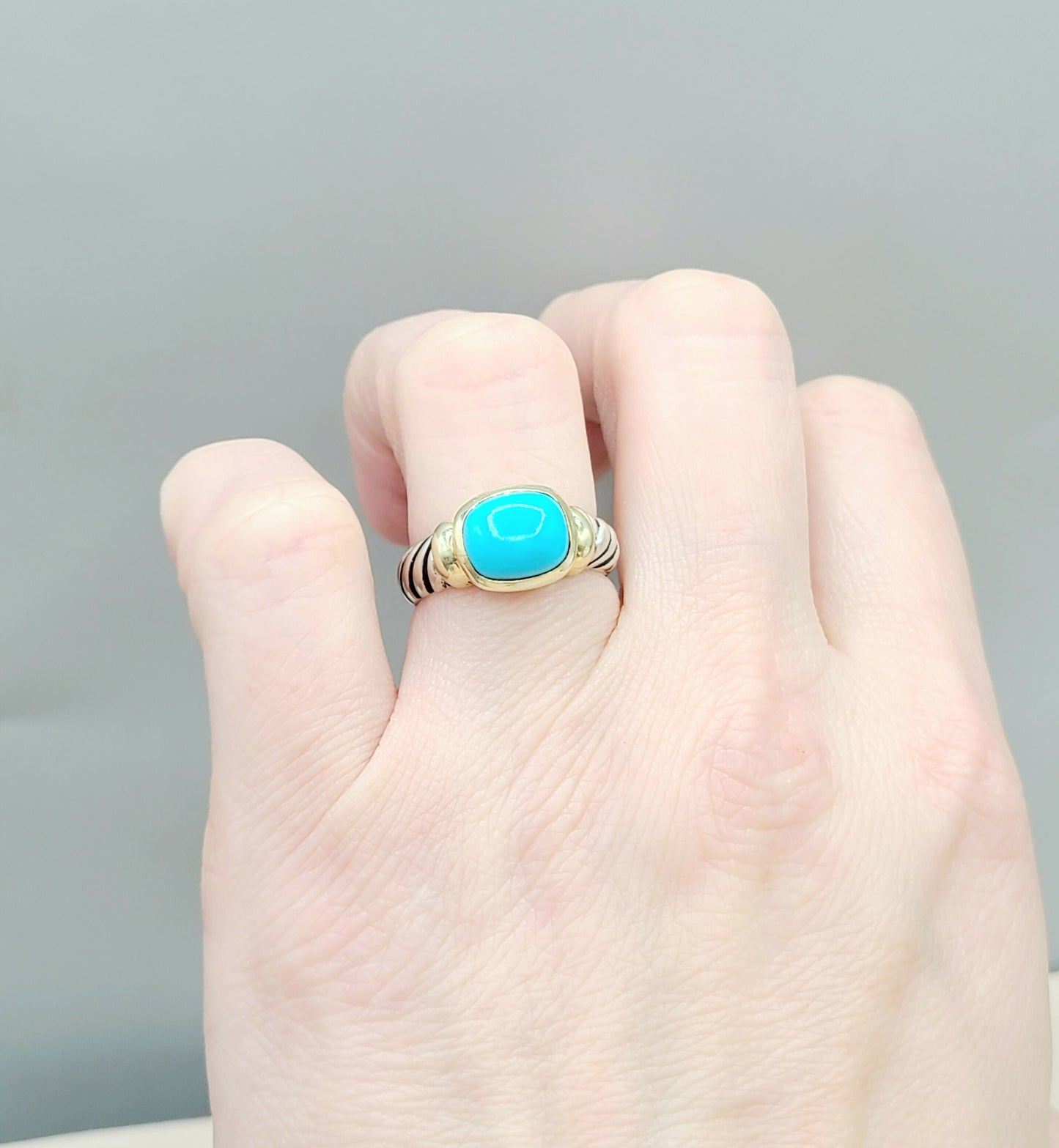 David Yurman Noblesse Ring With Turquoise and Gold