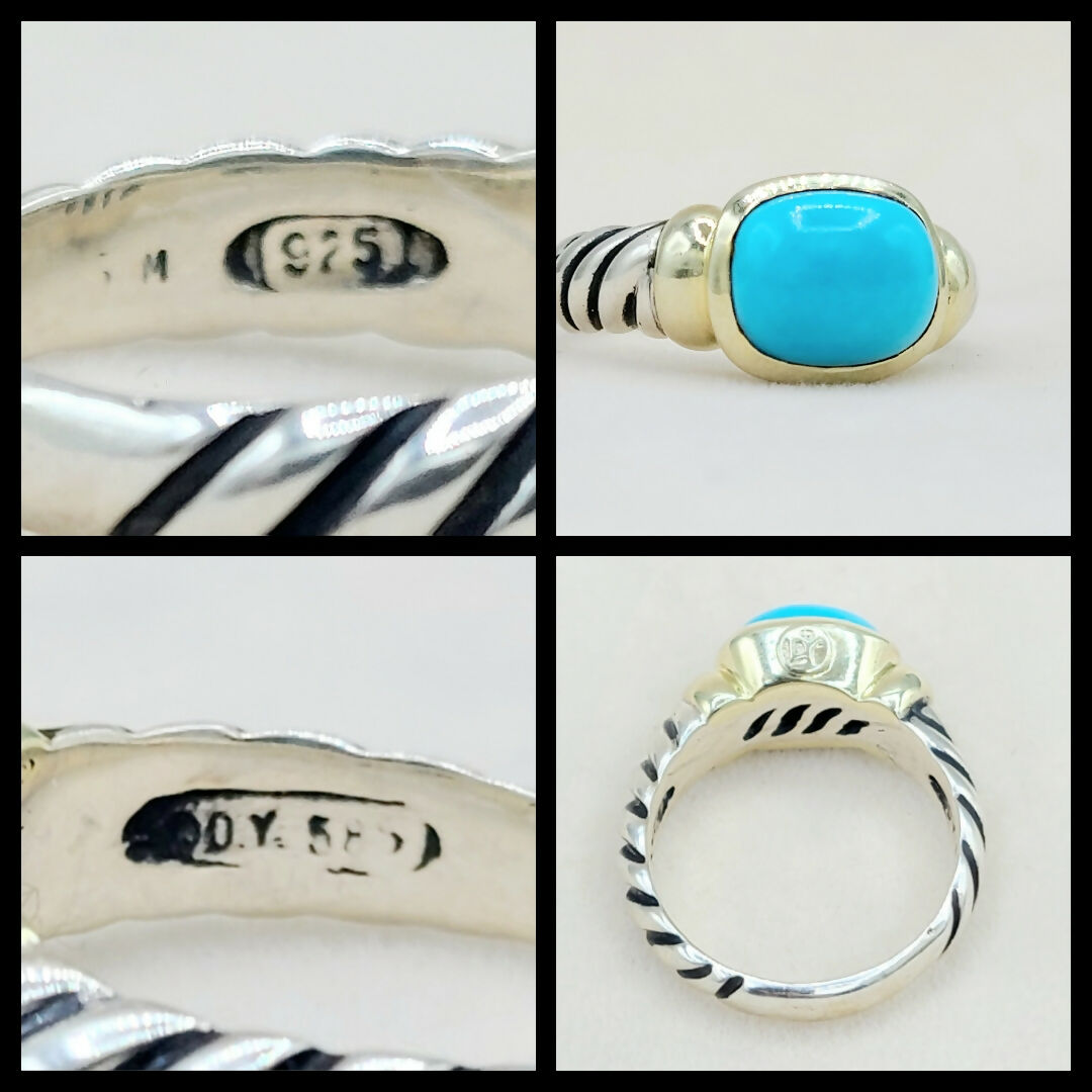 David Yurman Noblesse Ring With Turquoise and Gold