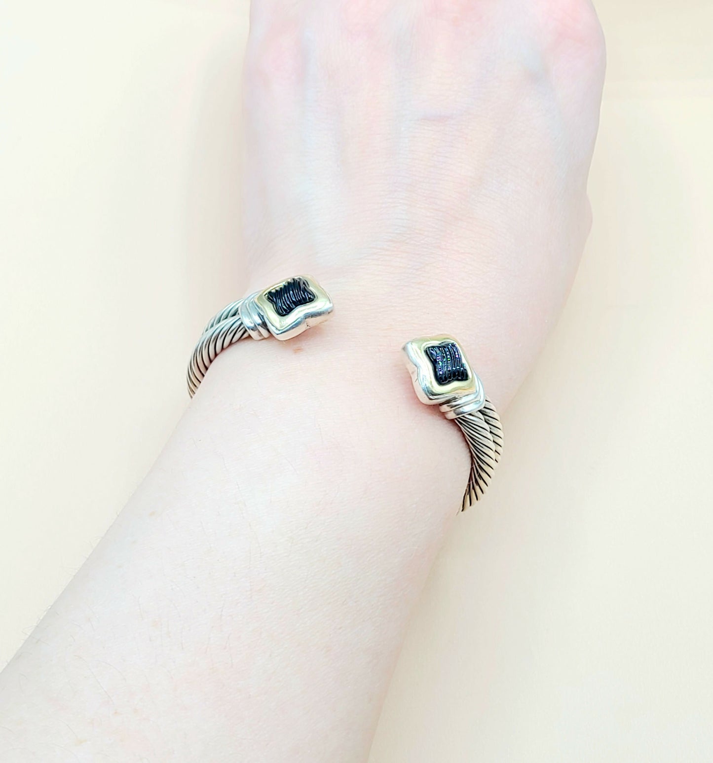 David Yurman Quatrefoil Black Onyx Double Cable Bracelet | Certified AYW Luxury #