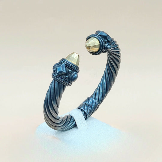 David Yurman Renaissance Black Gold Black Diamond Bracelet, 10mm