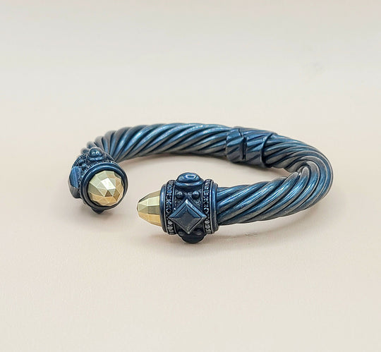 David Yurman Renaissance Black Gold Black Diamond Bracelet, 10mm