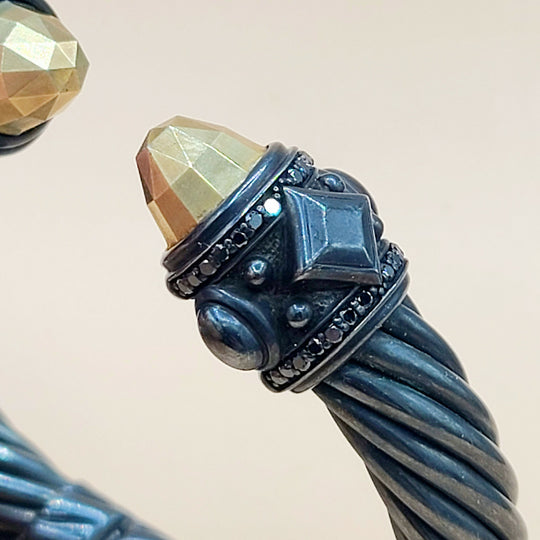 David Yurman Renaissance Black Gold Black Diamond Bracelet, 10mm