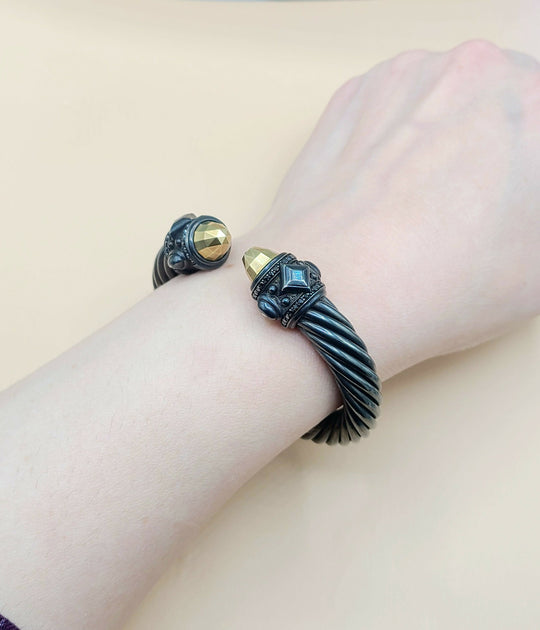 David Yurman Renaissance Black Gold Black Diamond Bracelet, 10mm