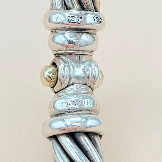 David Yurman Renaissance Amethyst Peridot Sterling Silver Gold Bracelet, 10mm