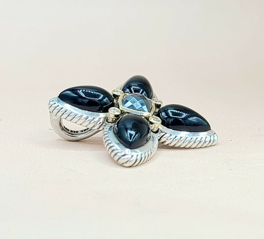 David Yurman Renaissance Black Onyx, Hematite & Diamond Teardrop Pendant