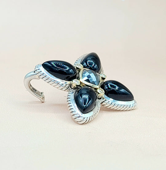 David Yurman Renaissance Black Onyx, Hematite & Diamond Teardrop Pendant
