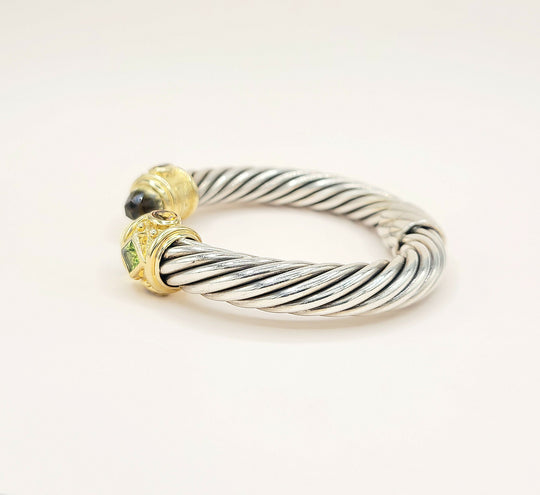 David Yurman Renaissance Cable Lemon Citrine Peridot Gold Bracelet, 10mm