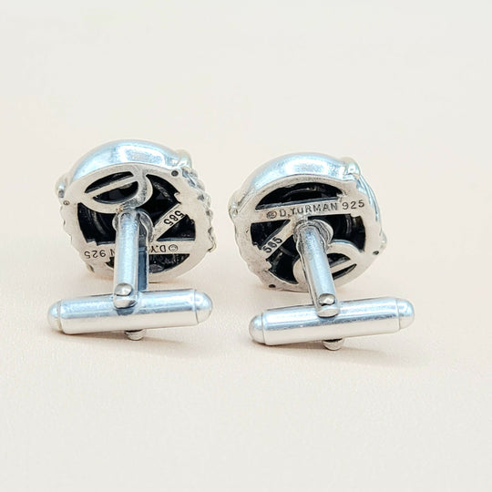 David Yurman Renaissance Silver Gold Black Onyx Cufflinks