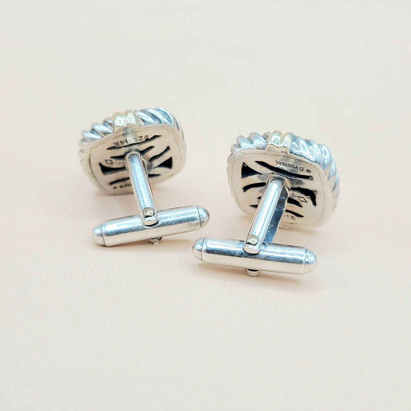 David Yurman Renaissance Silver Gold Cufflinks | Certified Pre-Owned AYW Luxury #