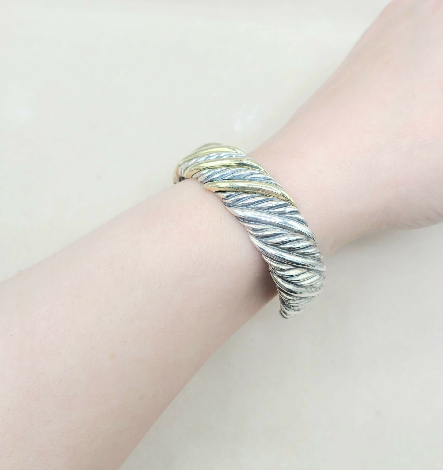 David Yurman Sculpted Cable Bracelet Silver & Gold | Certified AYW Luxury #
