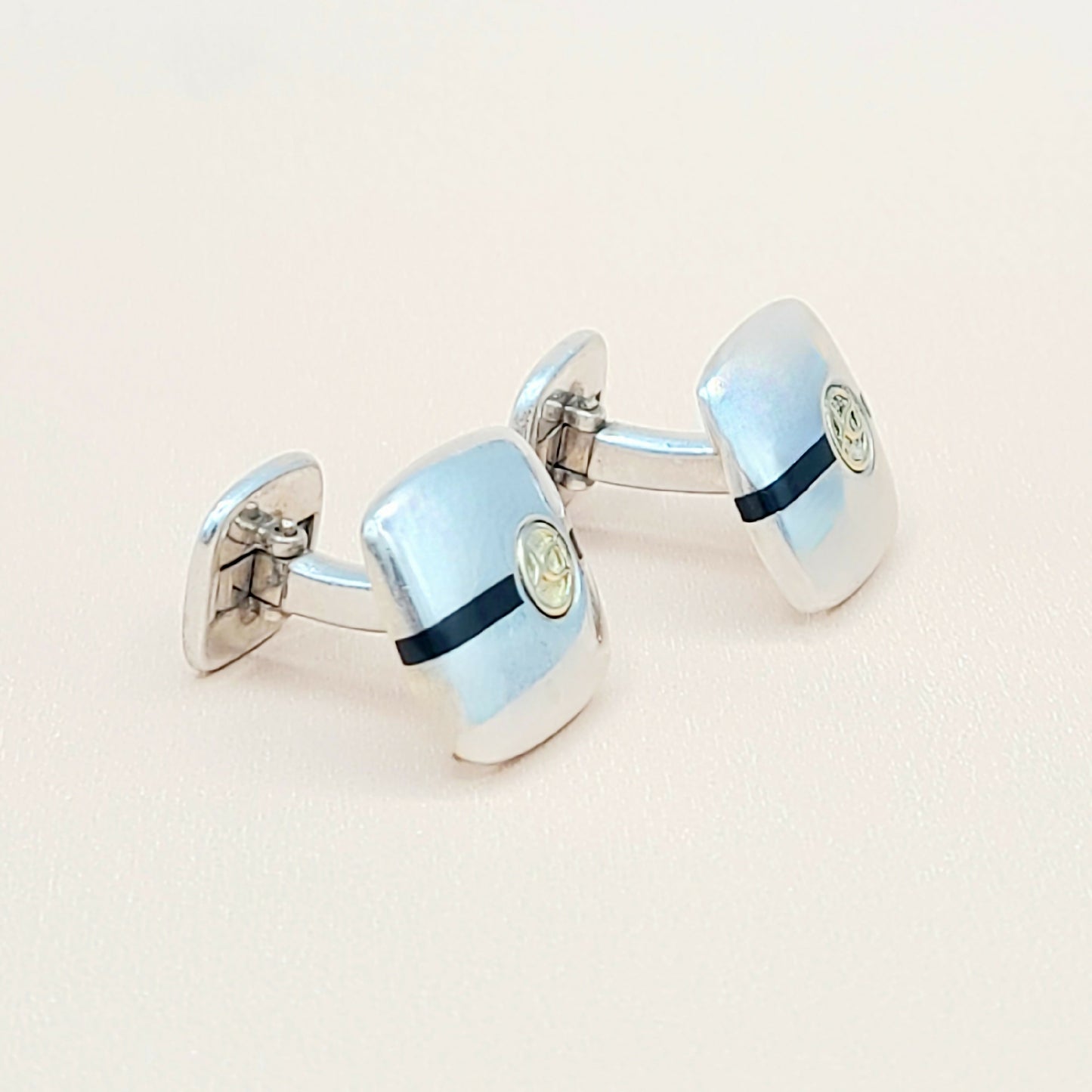 David Yurman Signature Enamel Logo Cufflinks #