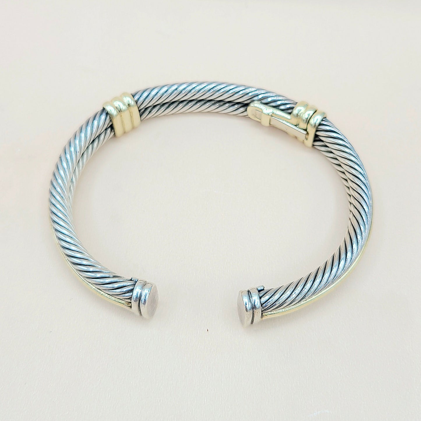 David Yurman Silver Gold Double Cable Bracelet | Certified Pre-Owned AYW Luxury #