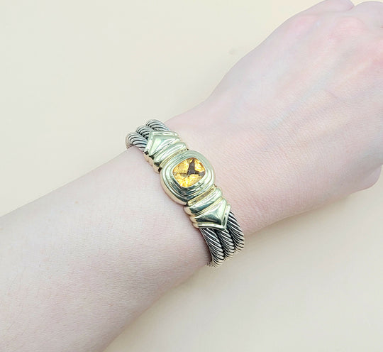 David Yurman Triple Cable Renaissance Citrine Gold Bracelet