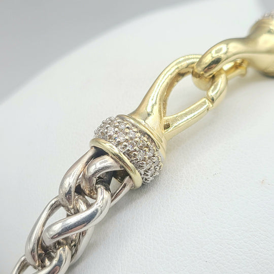 David Yurman Wheat Chain Diamond Gold Necklace, 8mm