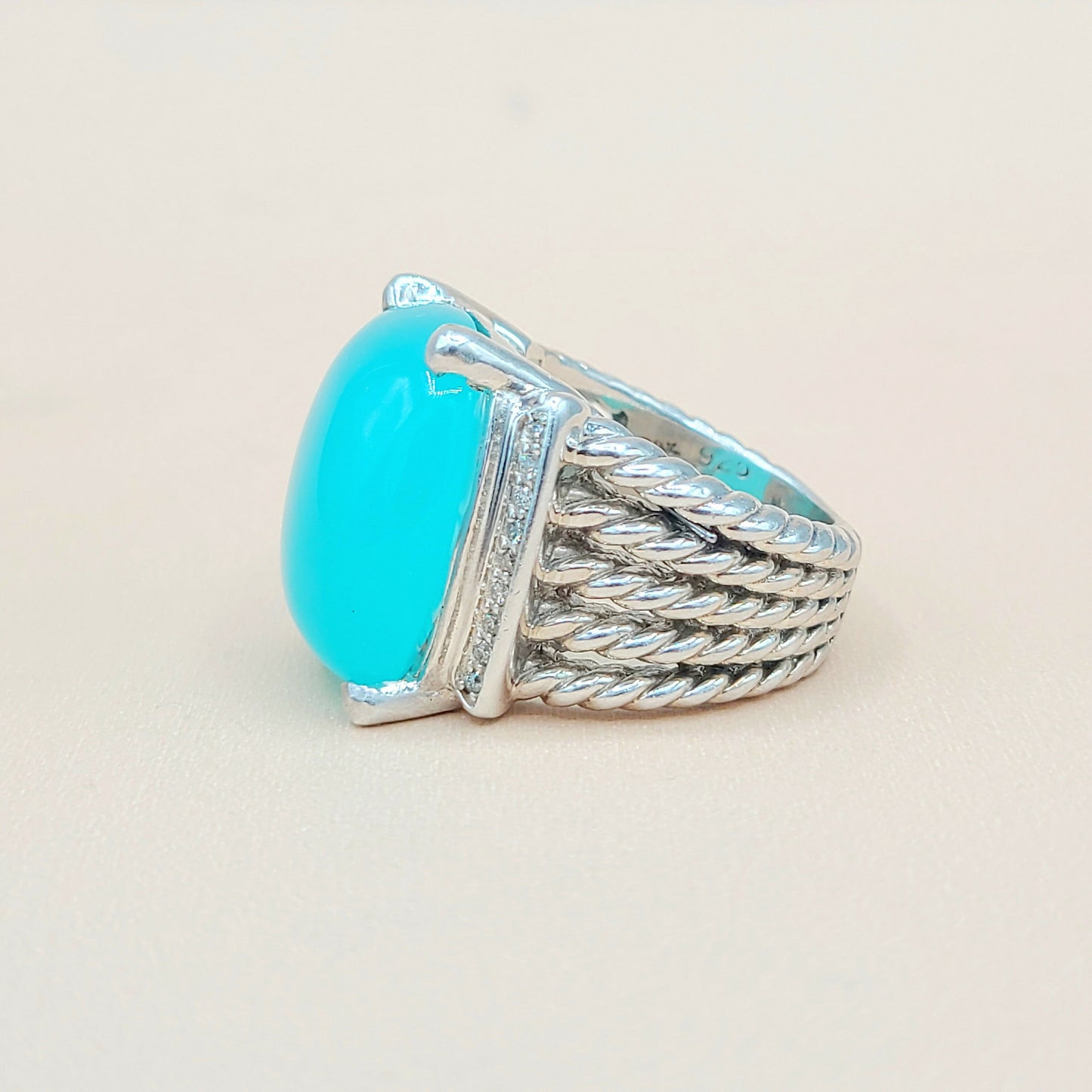 David Yurman Wheaton Aqua Chalcedony Diamond Ring | Certified Pre-Owned AYW Luxury #
