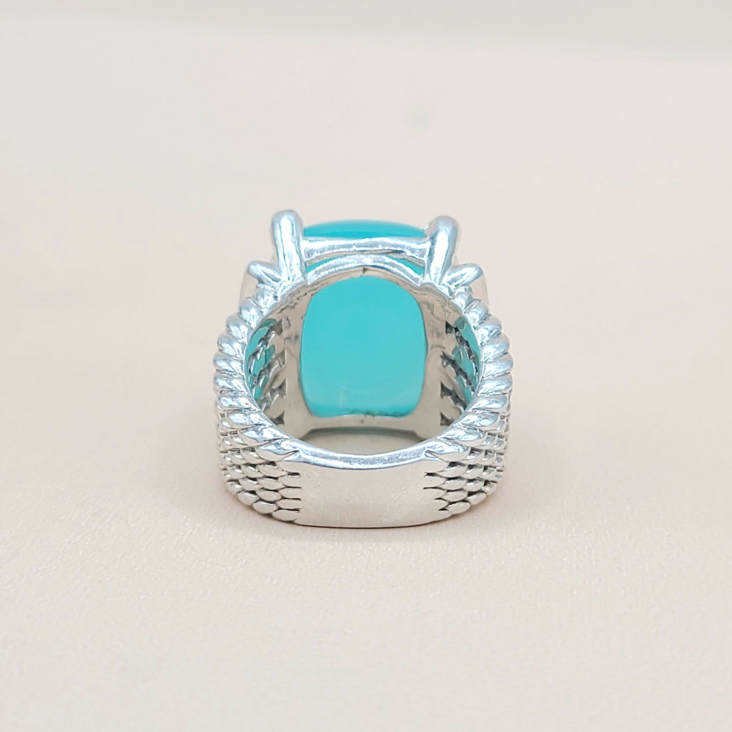 David Yurman Wheaton Aqua Chalcedony Diamond Ring | Certified Pre-Owned AYW Luxury #