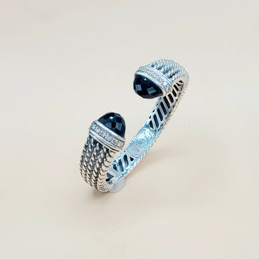David Yurman-Wheaton-Cuff-Black Onyx Diamond Bracelet