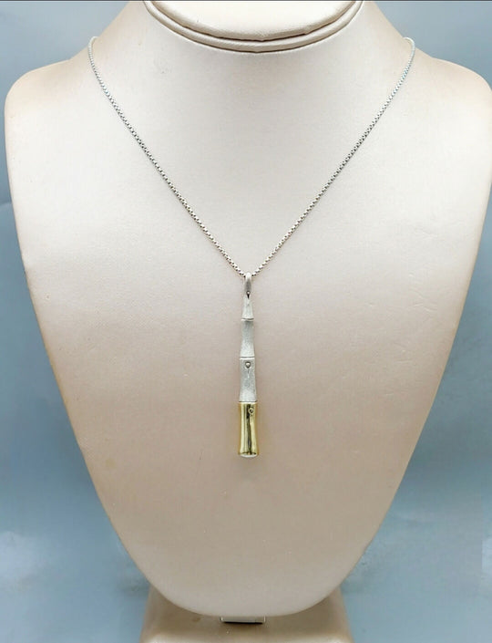 John Hardy Bamboo Pendant Necklace Gold & Silver