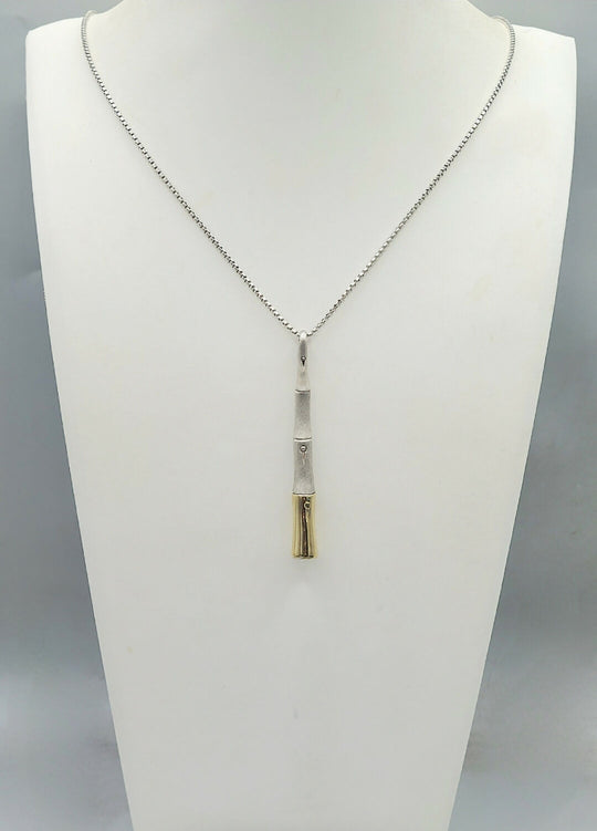 John Hardy Bamboo Pendant Necklace Gold & Silver