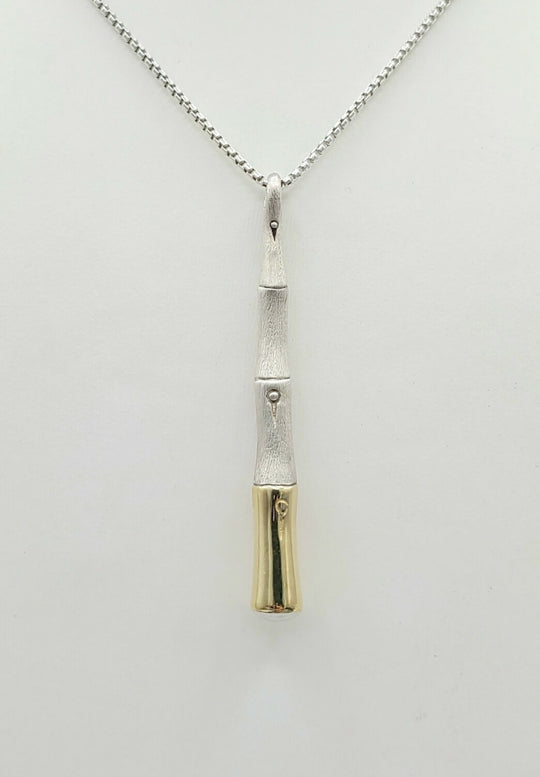 John Hardy Bamboo Pendant Necklace Gold & Silver