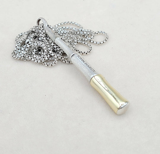 John Hardy Bamboo Pendant Necklace Gold & Silver