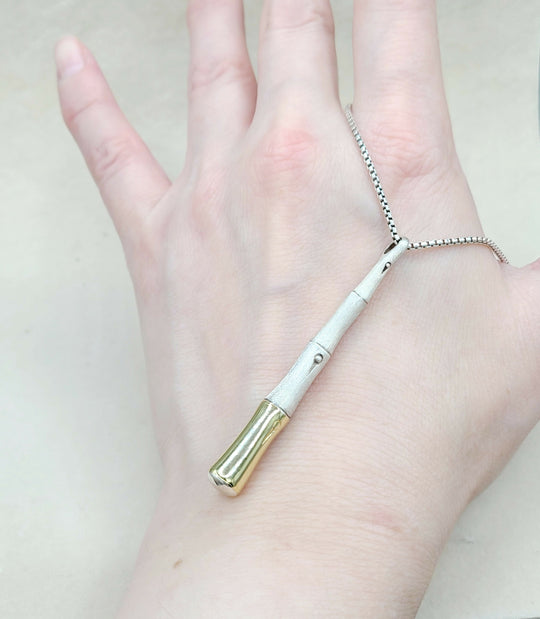 John Hardy Bamboo Pendant Necklace Gold & Silver