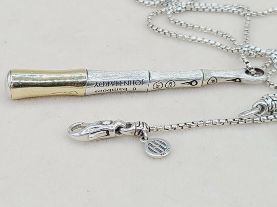 John Hardy Bamboo Pendant Necklace Gold & Silver