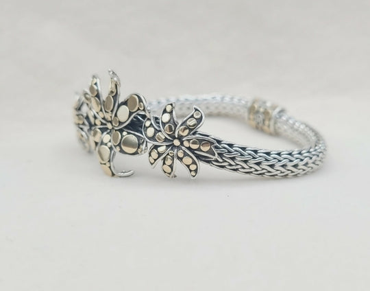 John Hardy Dot Ayu Frangipani Flower Bracelet With Gold