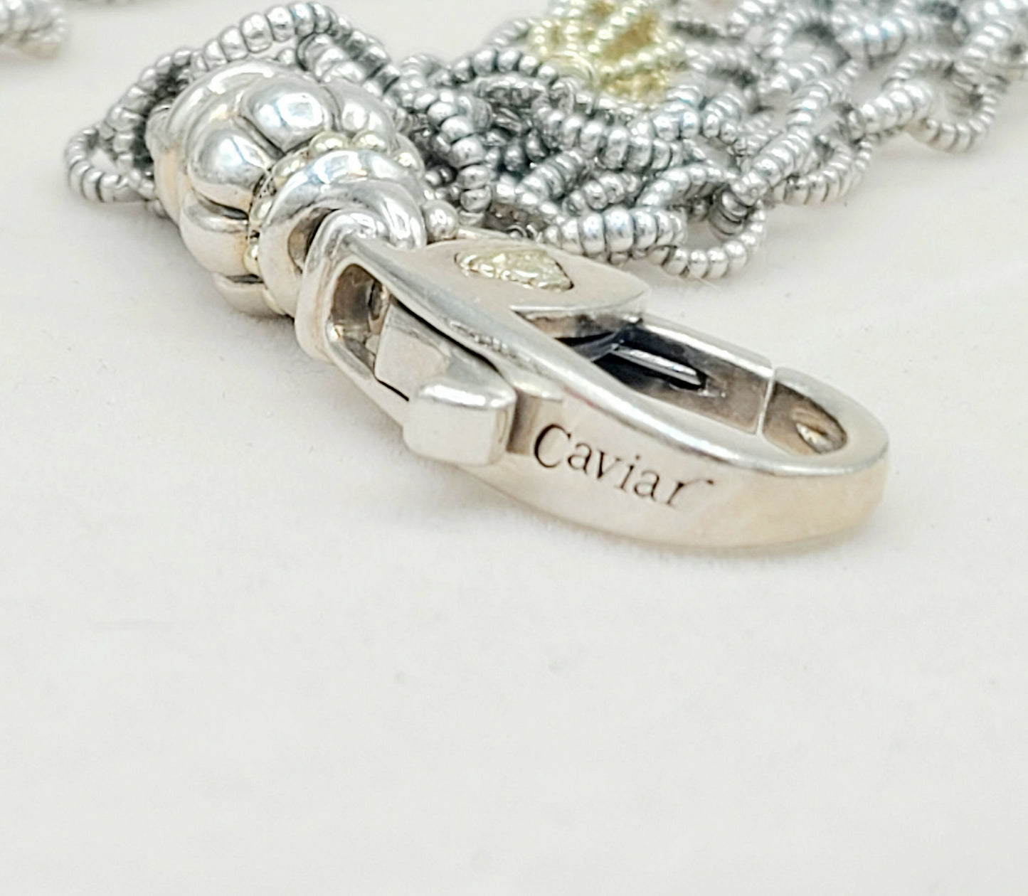 Lagos Caviar Signature Four Row Mixed Link Necklace with 18k Gold