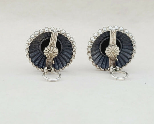 Lagos Caviar Large Black Onyx Earring Silver Gold Earrings