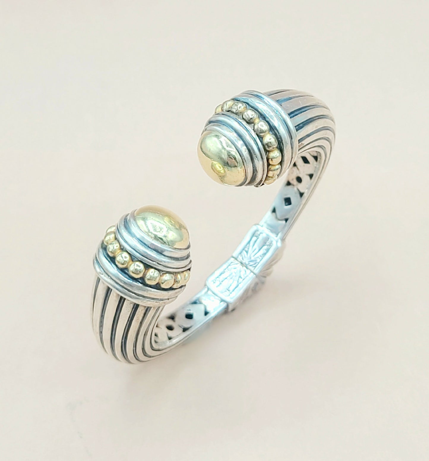 Lagos Caviar Gold Dome Cuff Bracelet Silver | Certified Pre-Owned #