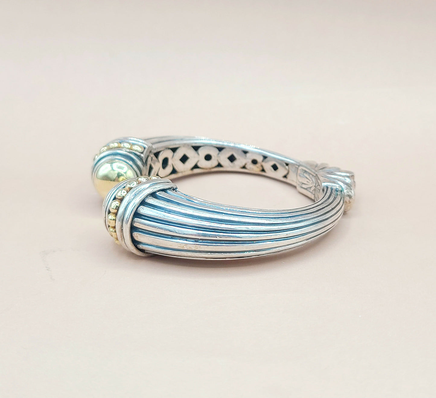 Lagos Caviar Gold Dome Cuff Bracelet Silver | Certified Pre-Owned #