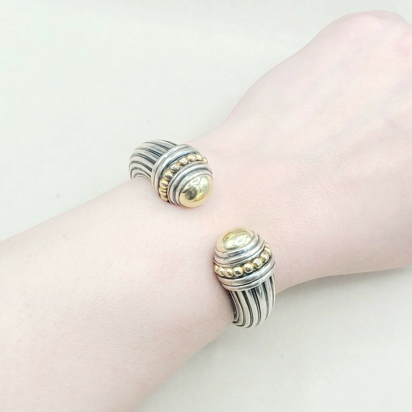 Lagos Caviar Gold Dome Cuff Bracelet Silver | Certified Pre-Owned #