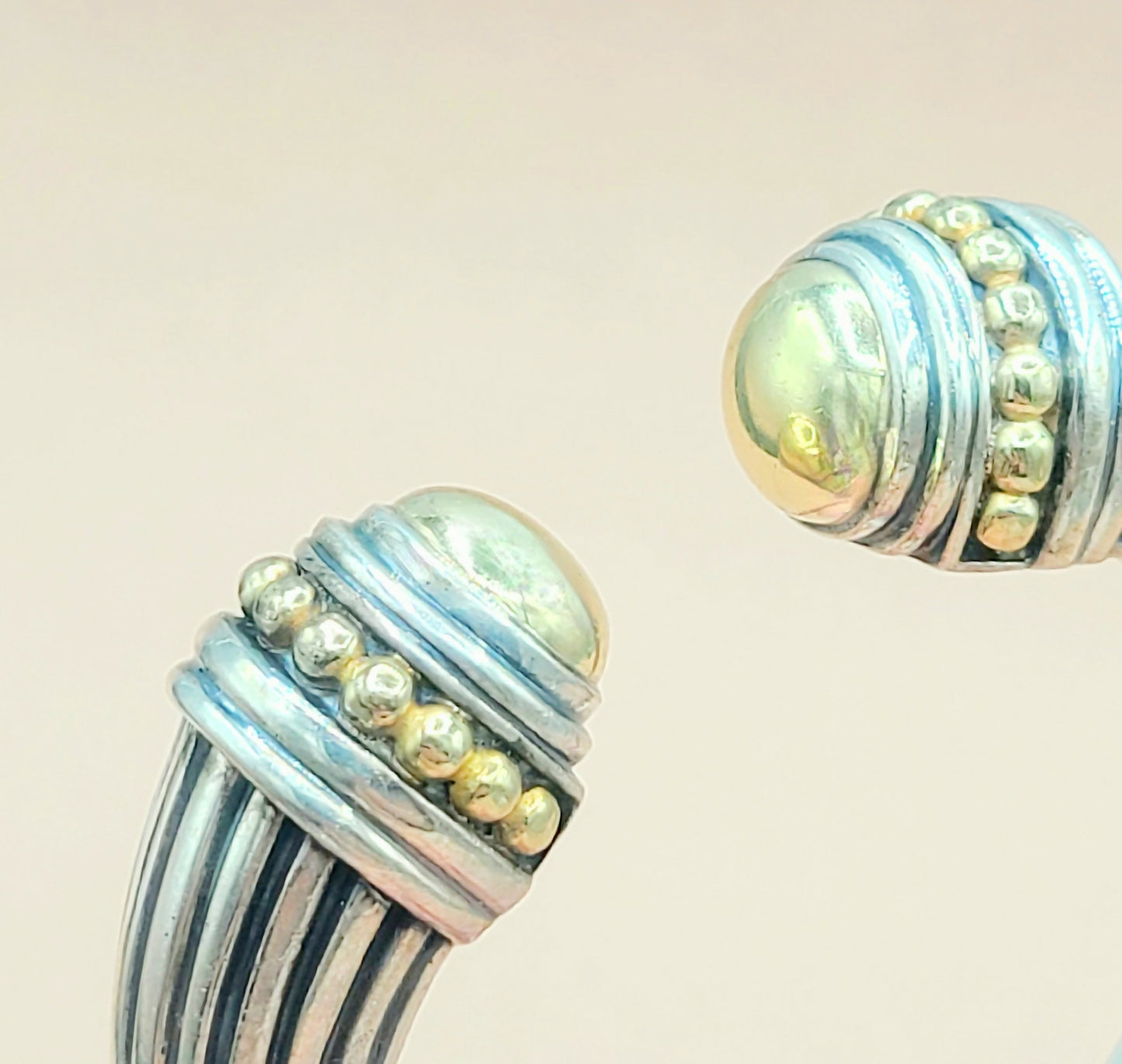 Lagos Caviar Gold Dome Cuff Bracelet Silver | Certified Pre-Owned #