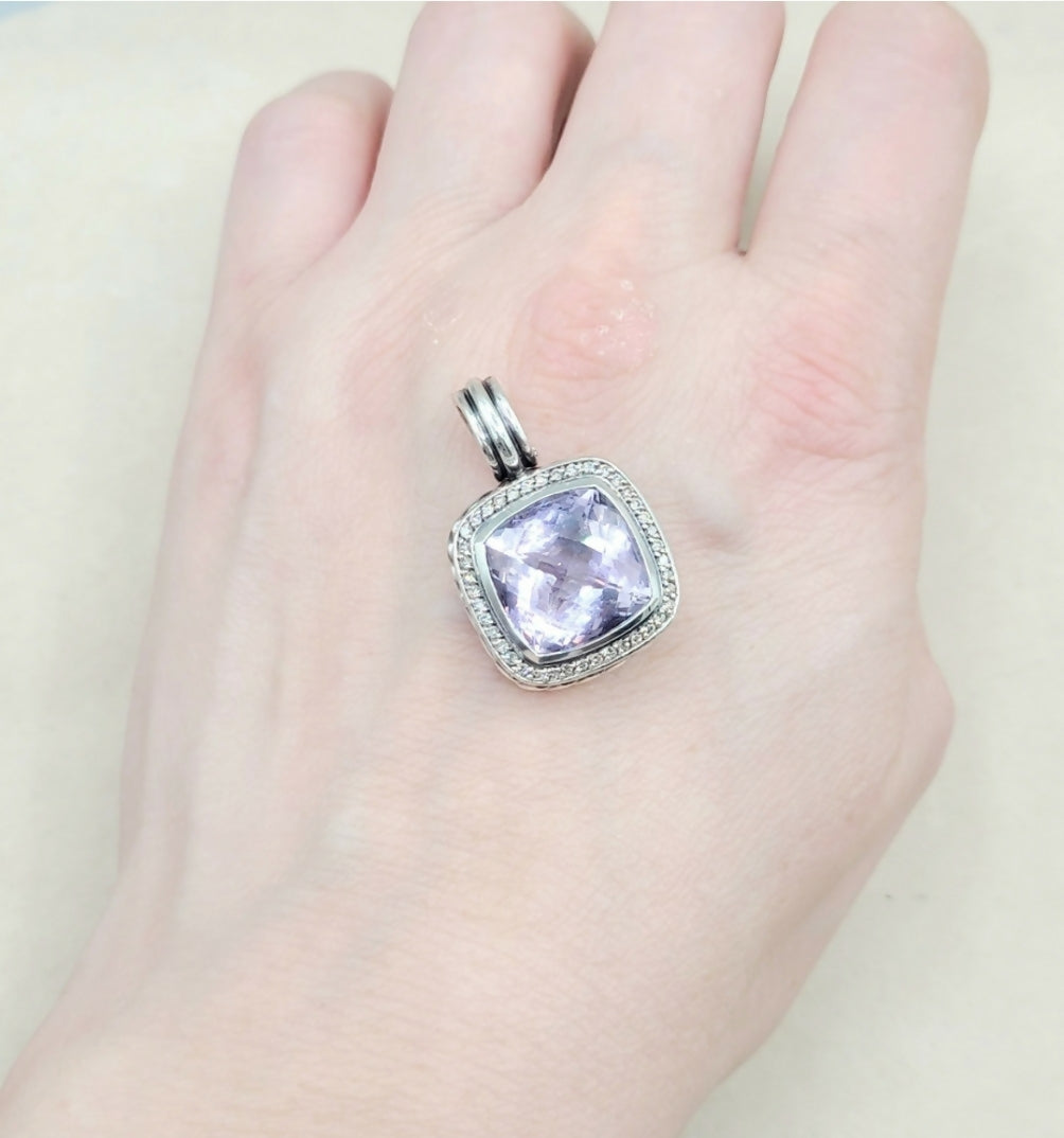    David Yurman Albion-14mm Lavender Amethyst & Diamond Pendant Enhancer